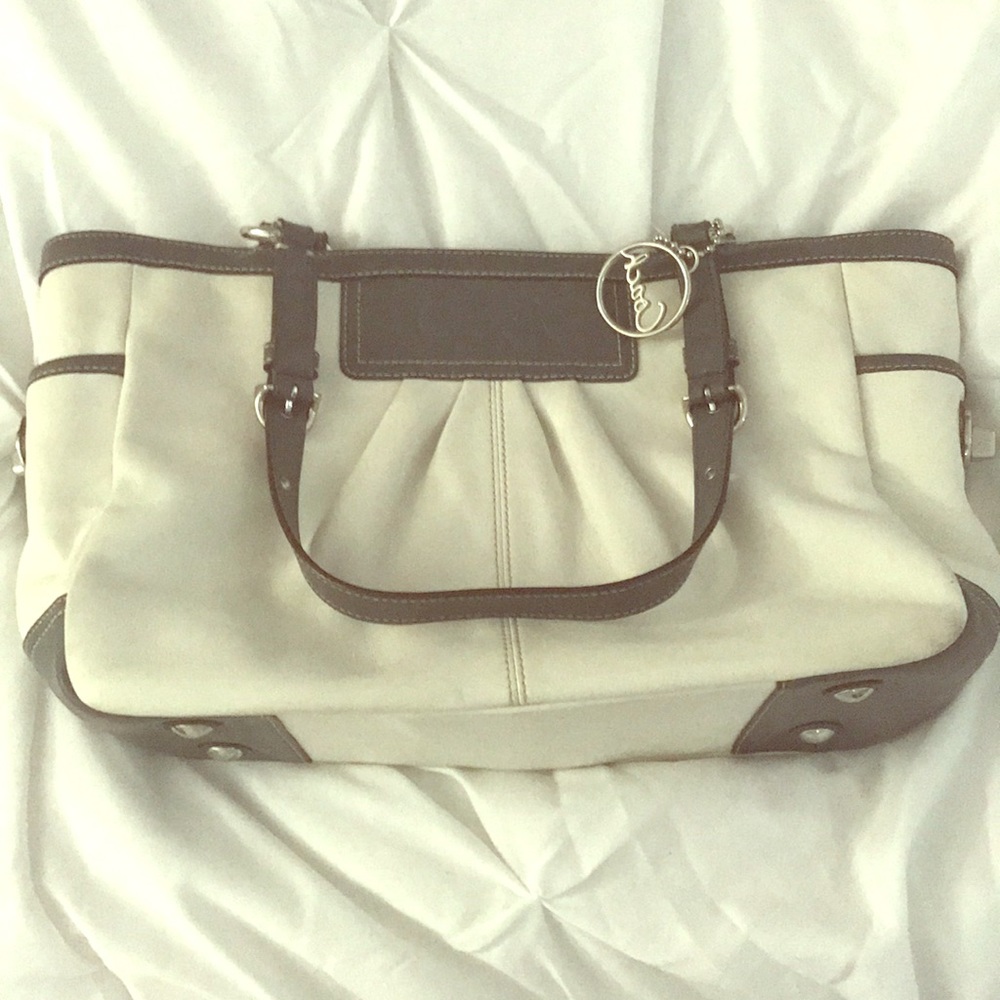 Authentic White and Grey Coach Purse